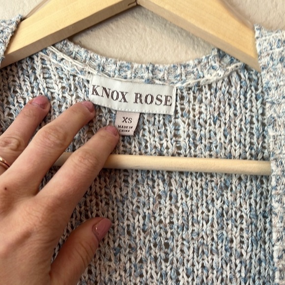 Knox Rose Oversized Knit Cardigan Blue and White size Extra Small - Picture 3 of 10